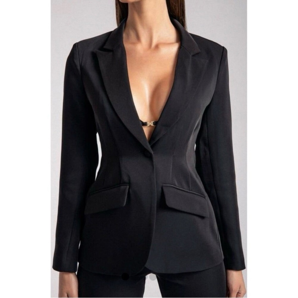 Meshki Black Single-Button Tailored Blazer